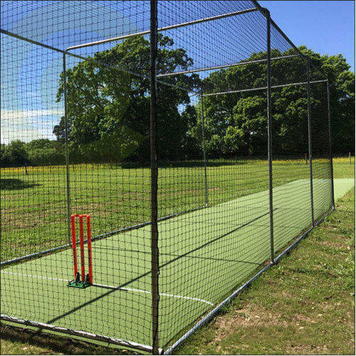 Cricket practice net installed on a society terrace